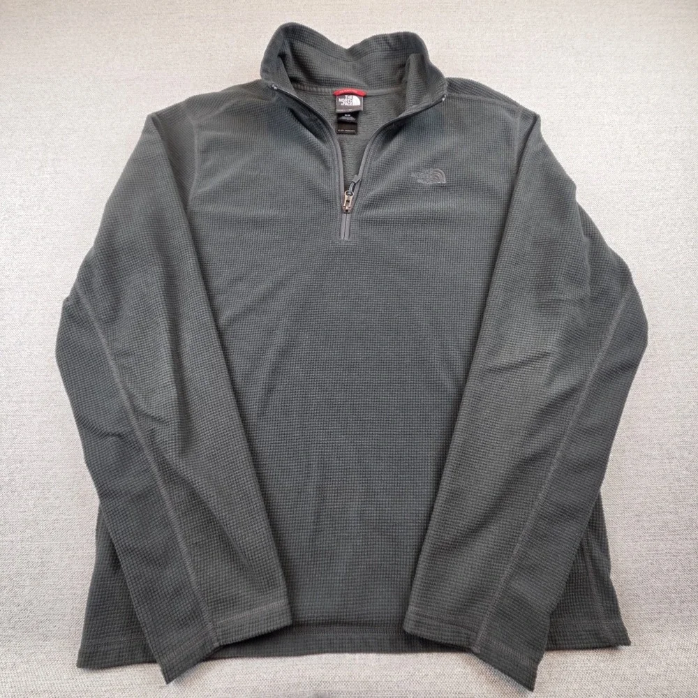 The North Face Dark Green Waffle Knit Quarter Zip Pullover Men's Medium Gorpcore